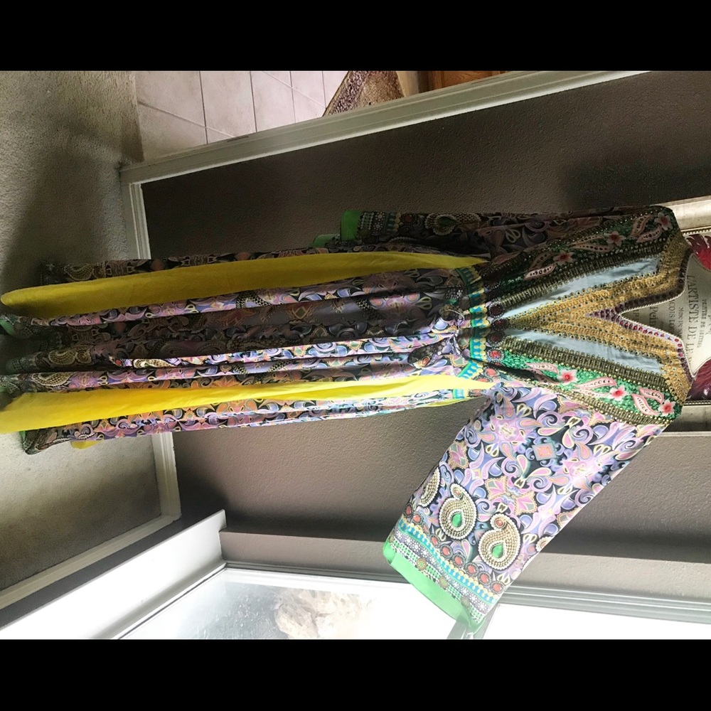 Al Jaber Gallery silk/satin beaded maxi with ties-Traditional style from Dubai.